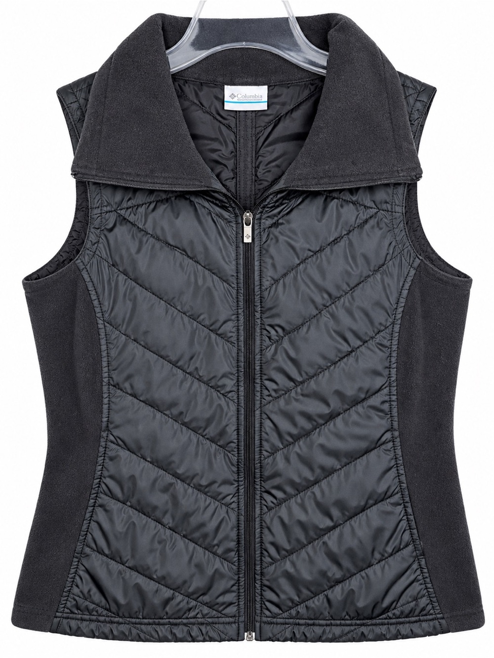 Columbia Mix It Around Hybrid Vest Women's Medium Black Quilted Fleece Full Zip